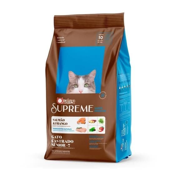 Ração Seca Quatree Supreme 7 + Salmão e Frango para Gatos idosos Castrados + BRINDE ESPECIAL PARA GATOS