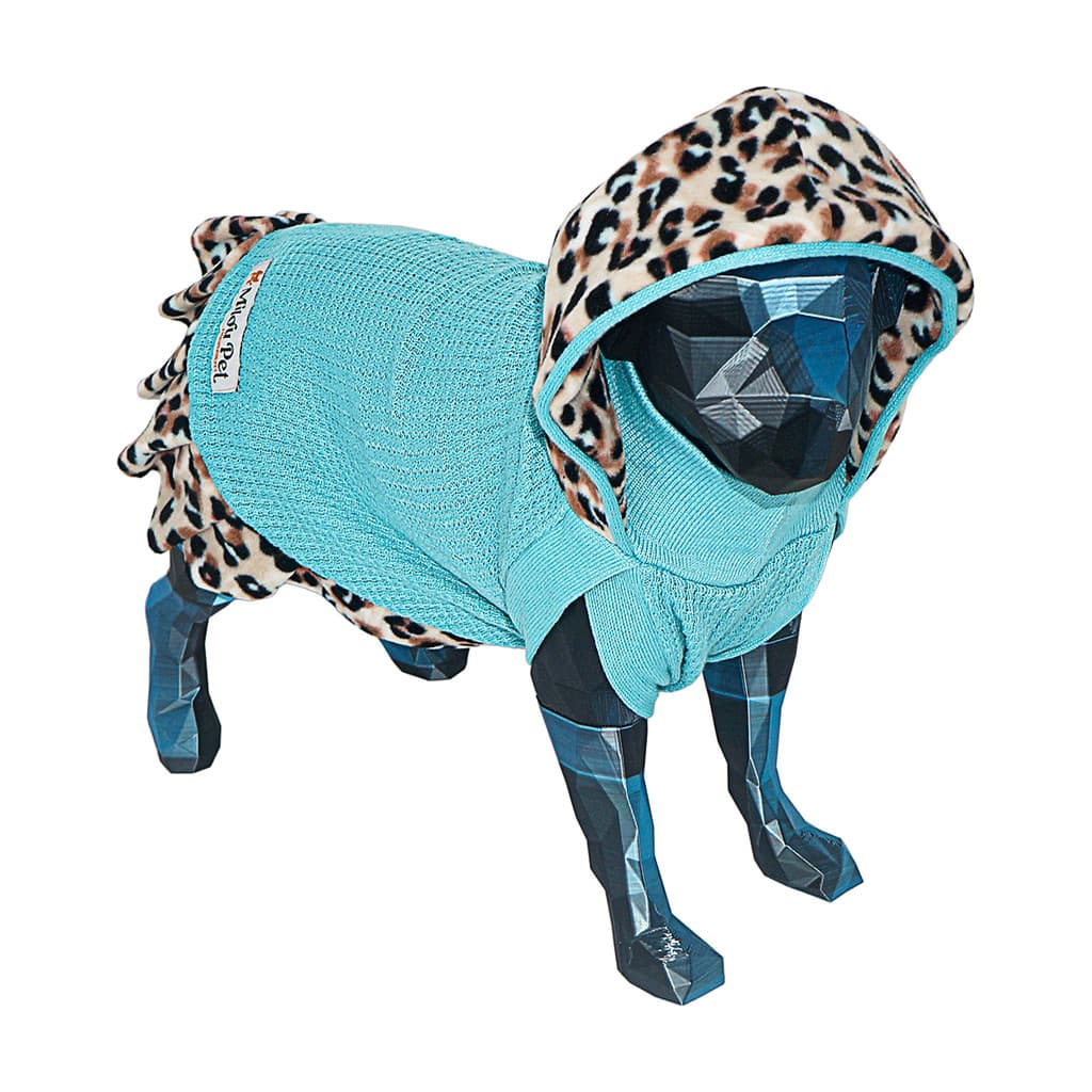 Vestido MILOU PET Capuz Onça - CIANO - Tam 03
