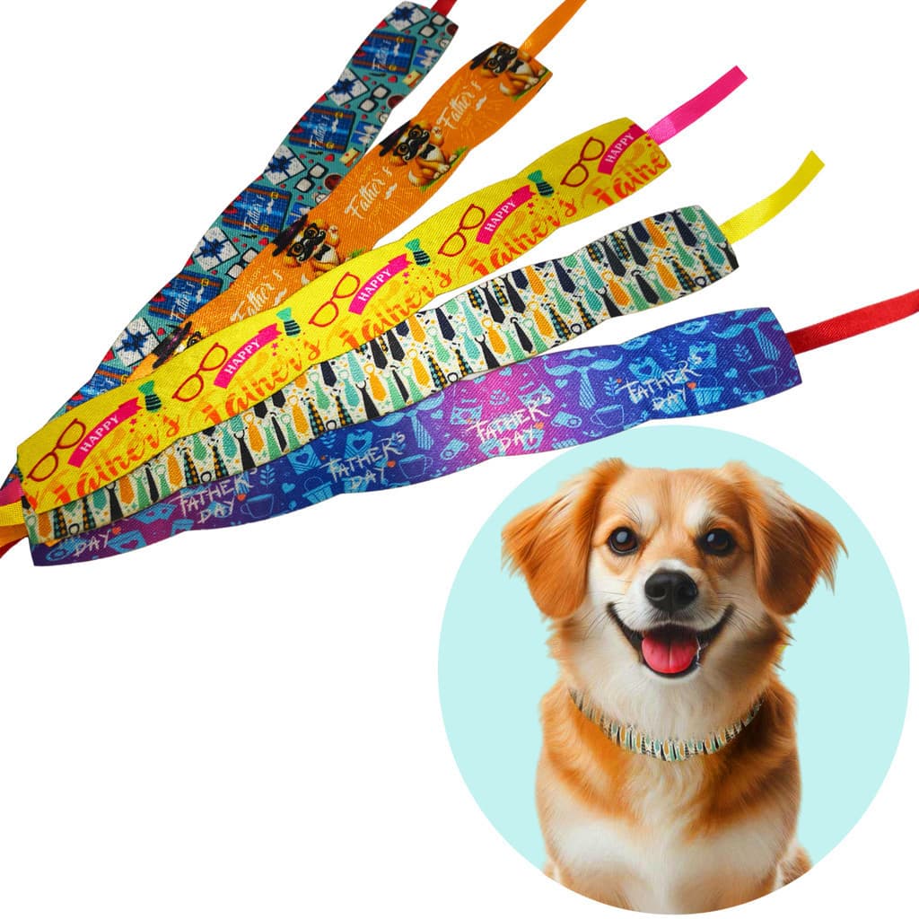 10 Gargantilhas Cetim Sublimada Dia dos Pais Pet Cão e Gato