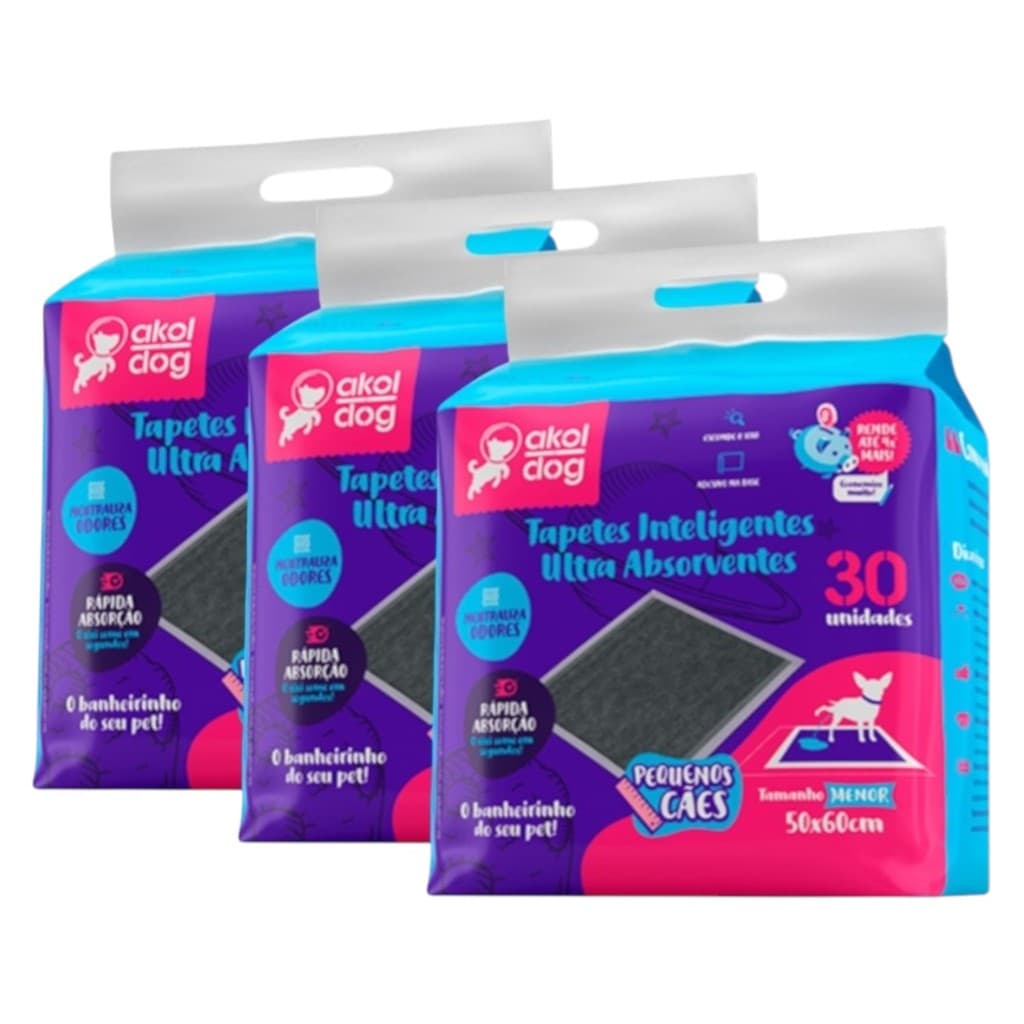 Tapete Higienico Pet Akol Dog Carvão 50x60 Com 90un
