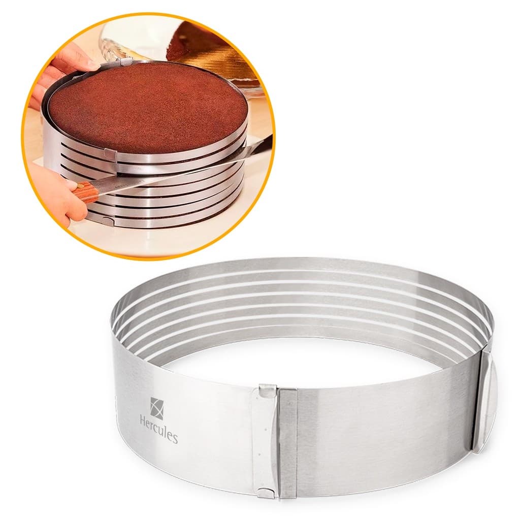 Aro Cortador de Bolos Tortas Hercules Bakery Aço Inox 30cm Corta 6 Camadas Confeitaria Profissional