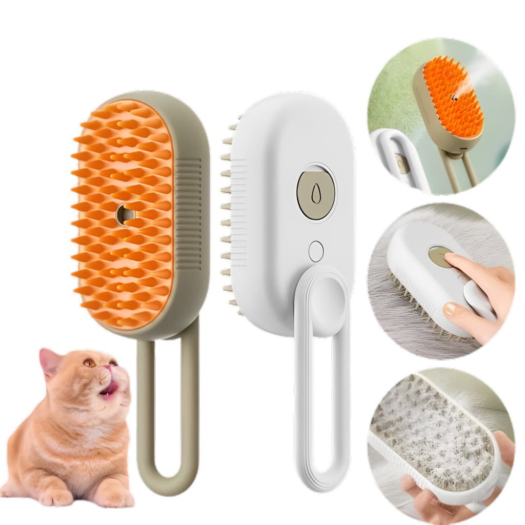 Escova A Vapor Para cães e gatos 3 Em 1 pente Elétrico Remoção de pelos e massageador