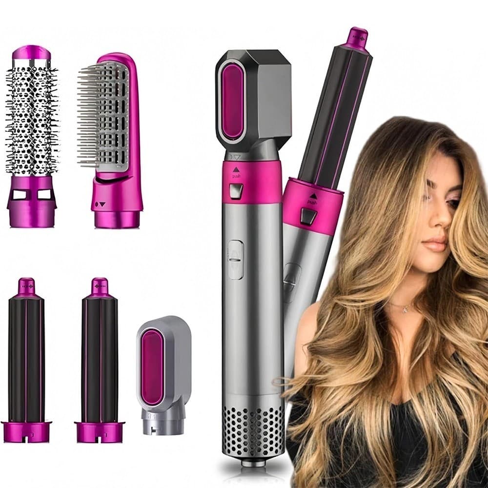 Escova 5 em 1 Secador, Pente, Modelador, Aumenta volume Profissional