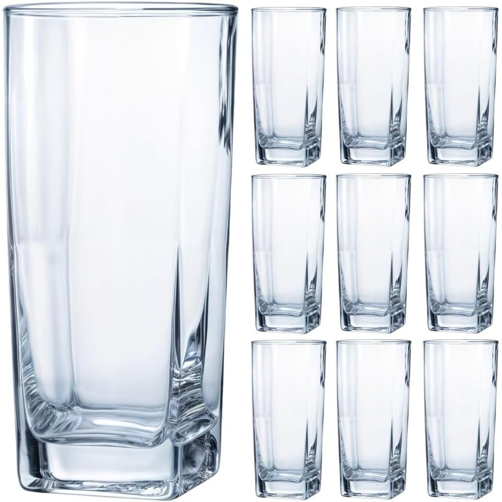 Copos Quadrado Texas Vidro 290ml - 6 Unidades Elegante Resistente Mesa Posta Bebidas e Festas