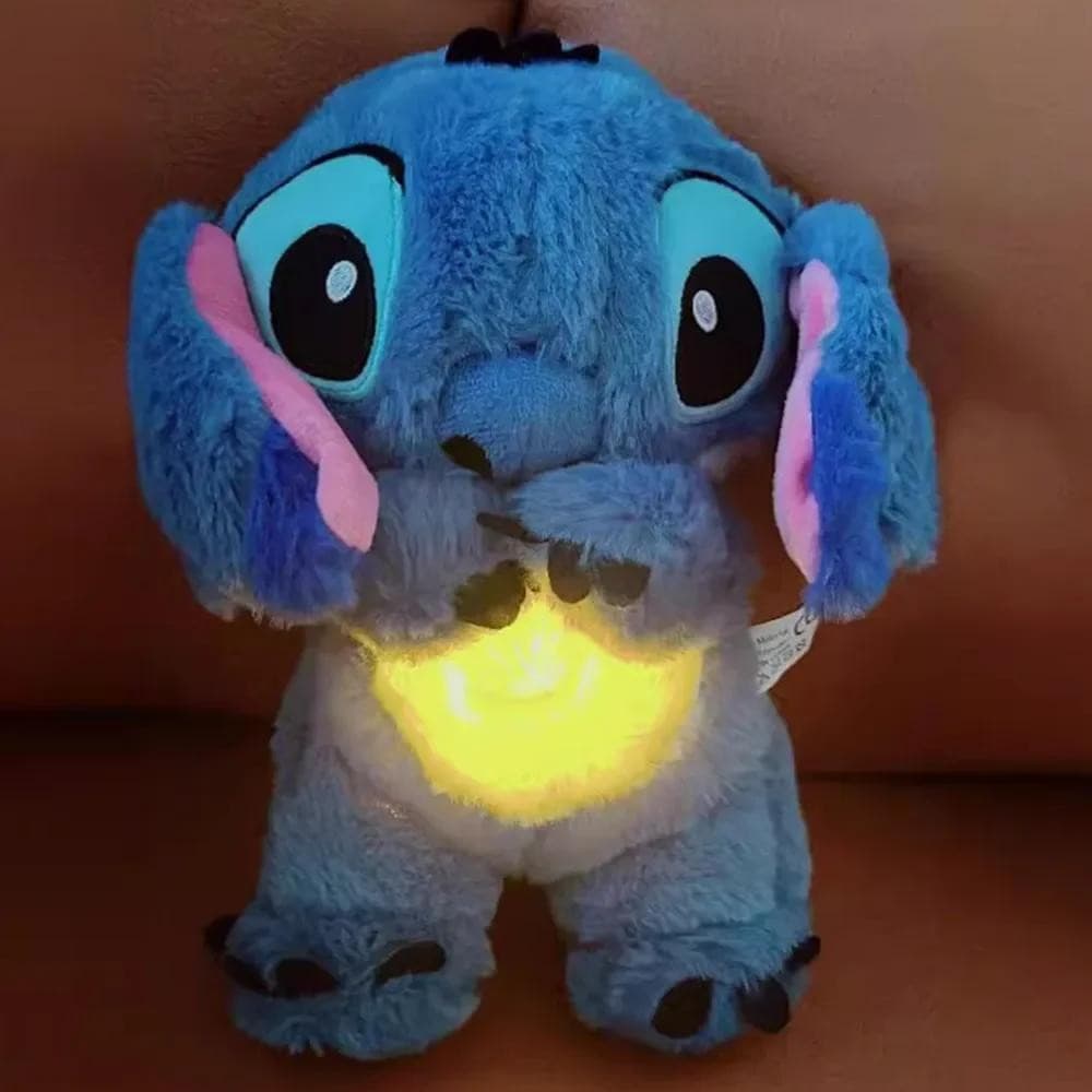 32CM Boneca De Pelúcia Disney Stitch Plush Com Música De Iluminação Baby Sleeping Companion Amolecimento Do Som Kawaii Toy 2024 Brinquedos De Respiração