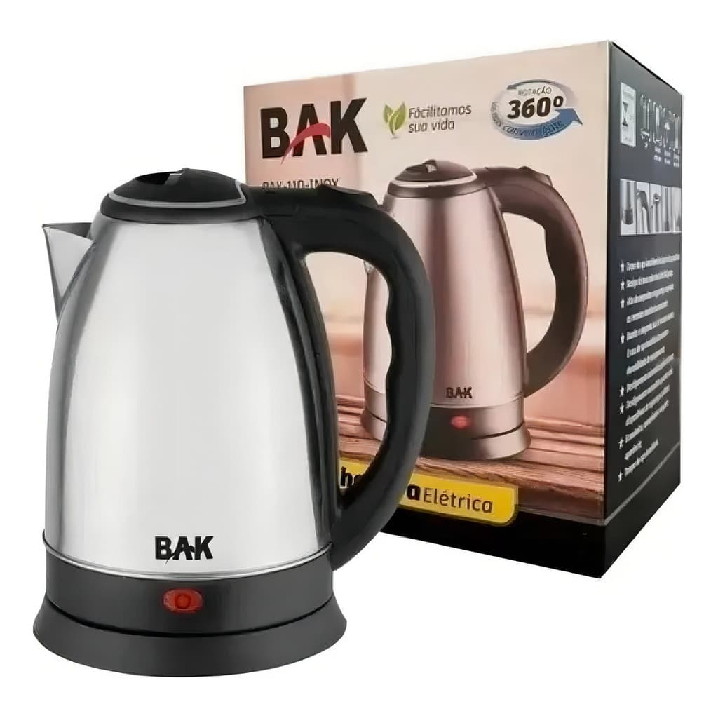 Chaleira Elétrica Inox 1,8 Litros Bak 1500w Bak Cor Prateada/Inox-220V