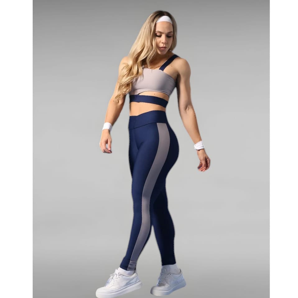Conjunto Academia Fitness Top + Calça Leg Estilo Moda Premium