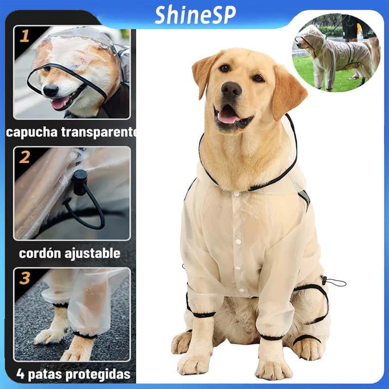 Capa De Chuva Para Cães Grandes Gatos Transparentes À Prova D'água Roupas Chuvosos Com