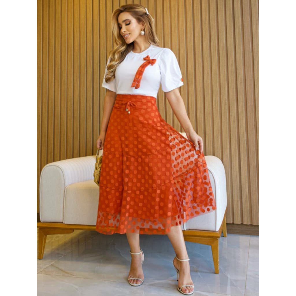 Conjunto Feminino Godê Modesto Moda Evangélica Conjunto De Saia