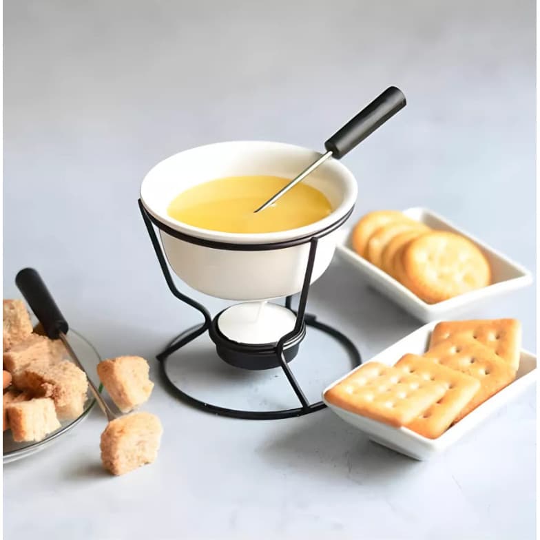 Kit Conjunto De Fondue Panela Cerâmica Antiaderente Chocolate Queijo