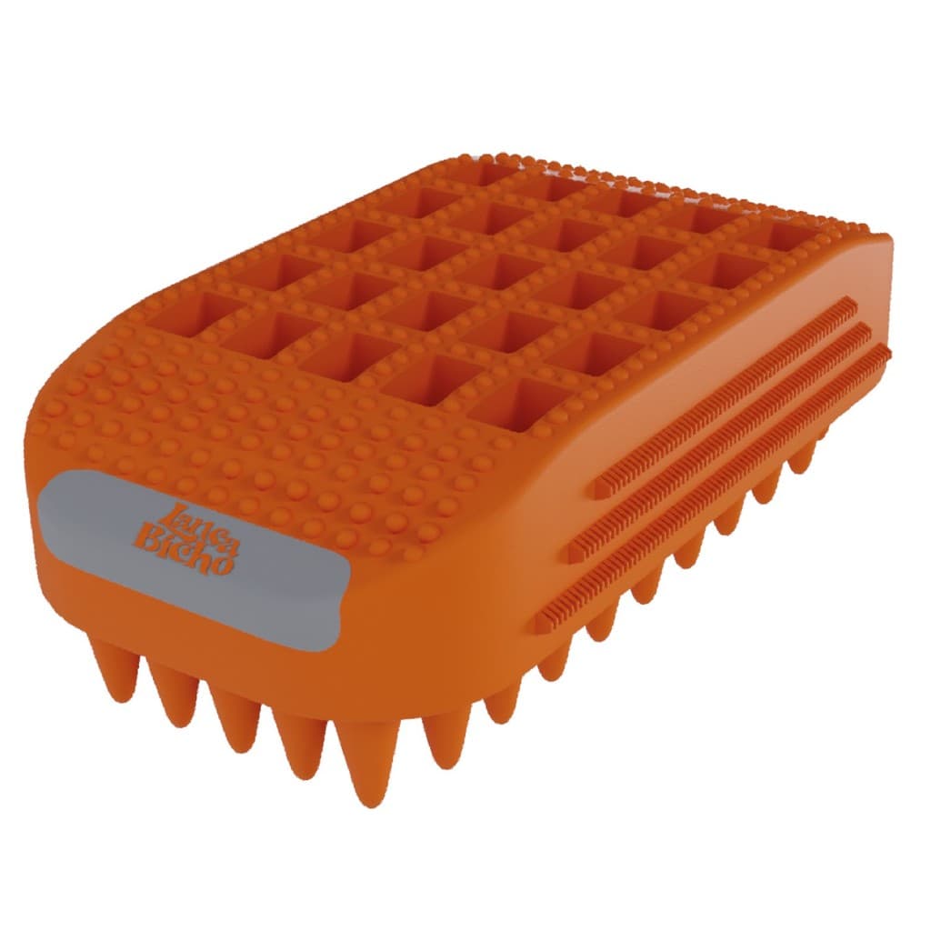 Escova Pet De Banho Zaion Lança Bicho Laranja