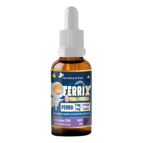 Ferro Em Gotas Ferrix Kids 30ml Flora Nativa Sabor Uva