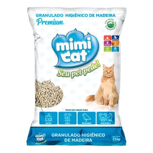 Granulado Higiênico De Madeira Para Gatos Mimi Cat 2kg / 4kg