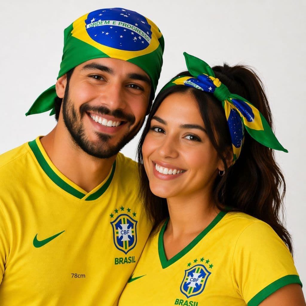 Bandana Lenço Brasil Unissex Copa 2026 Ajustável Verde Amarelo Torcedor Adulto Infanti