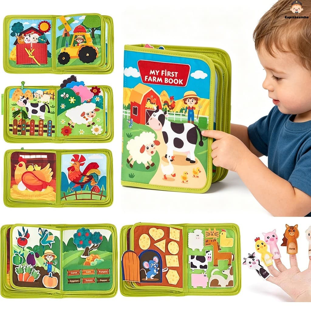 Montessori livros silenciosos para crianças, Soft Activity Busy Book,Felt Cloth Book, Toy Viagem sensorial com atividade