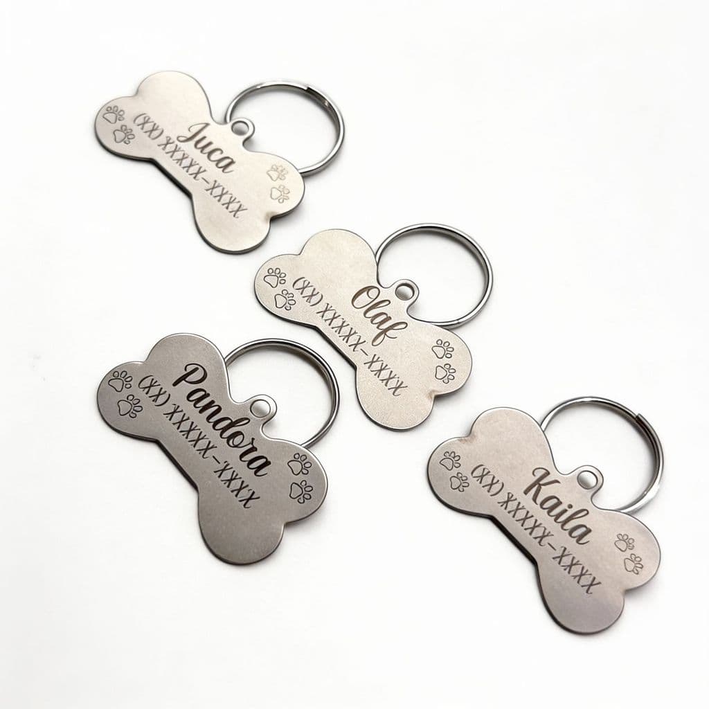 Plaquinha de Idenficação PET Personalizado Cão Cachorro Nome Telefone