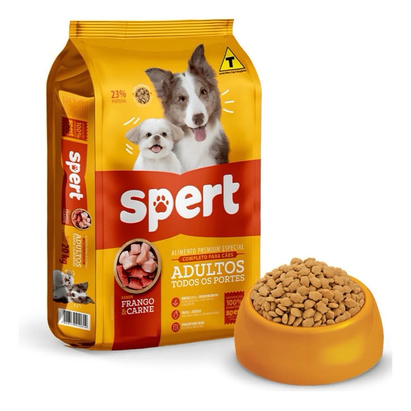 Ração Spert Premium Cachorros Adultos de Todos Portes Carne e Frango PCT 15kg