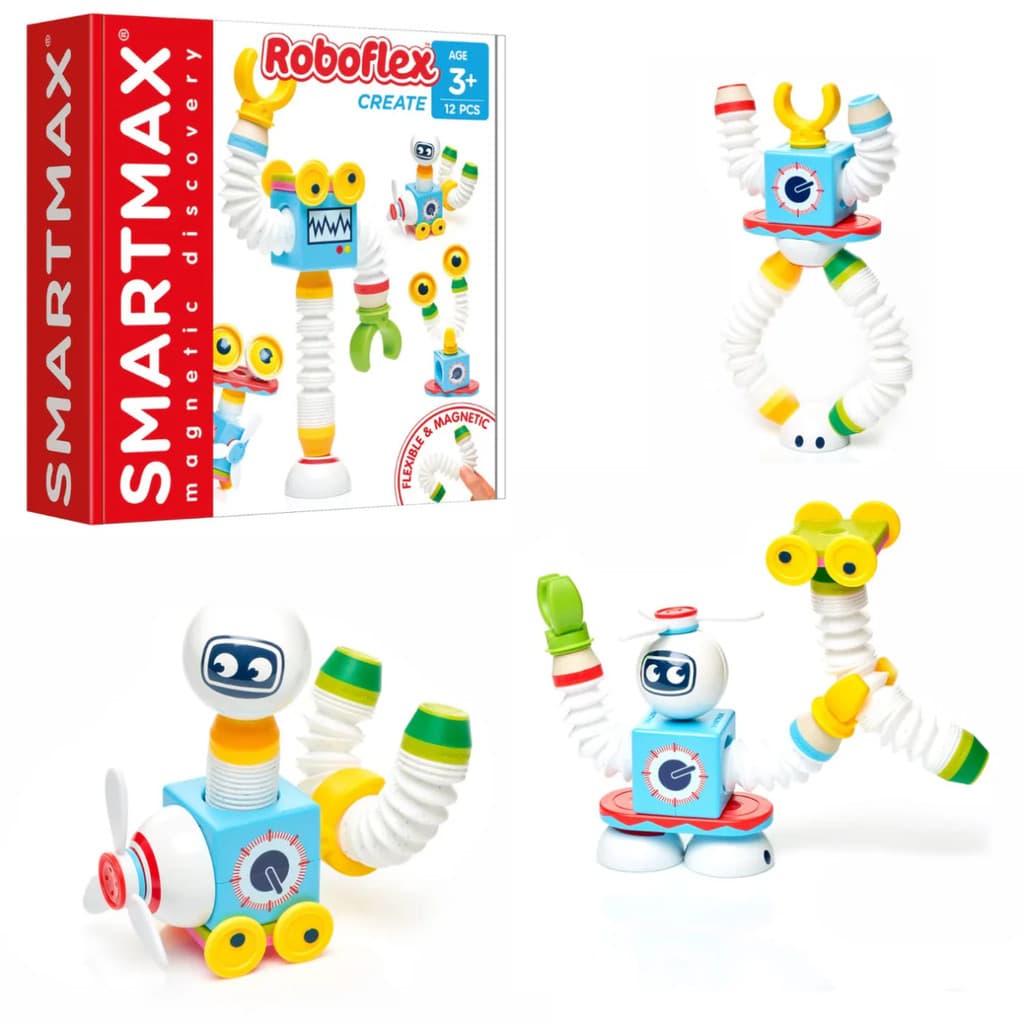 Brinquedo magnético Roboflex educativo de montar robôs flexíveis para coordenação e criatividade 3+