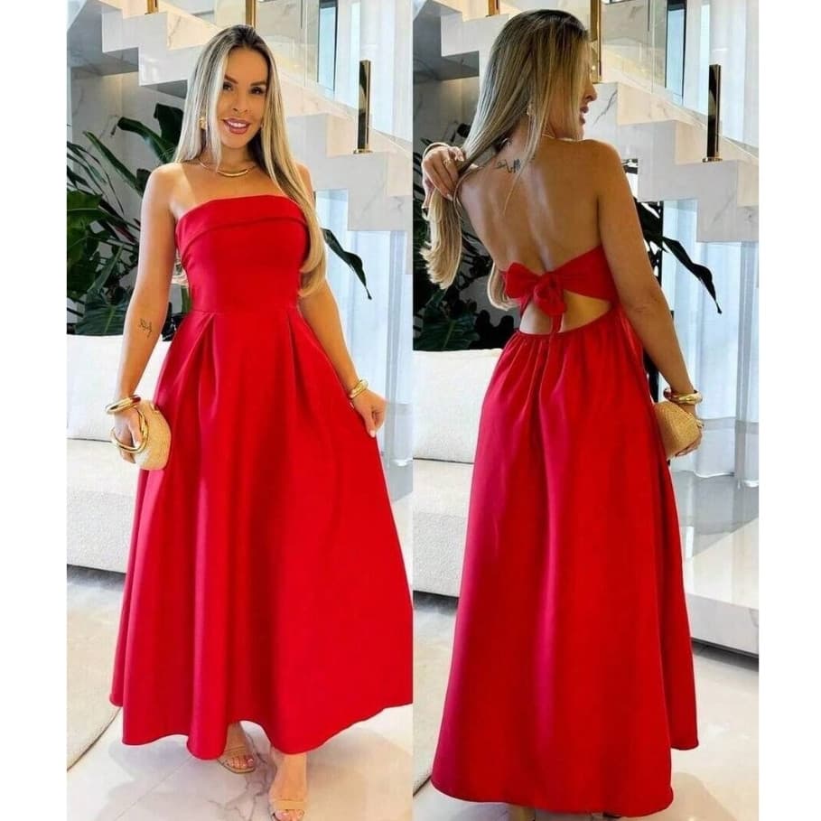 Vestido Feminino Tomara que Caia Alfaiataria com Bojo Drapeado