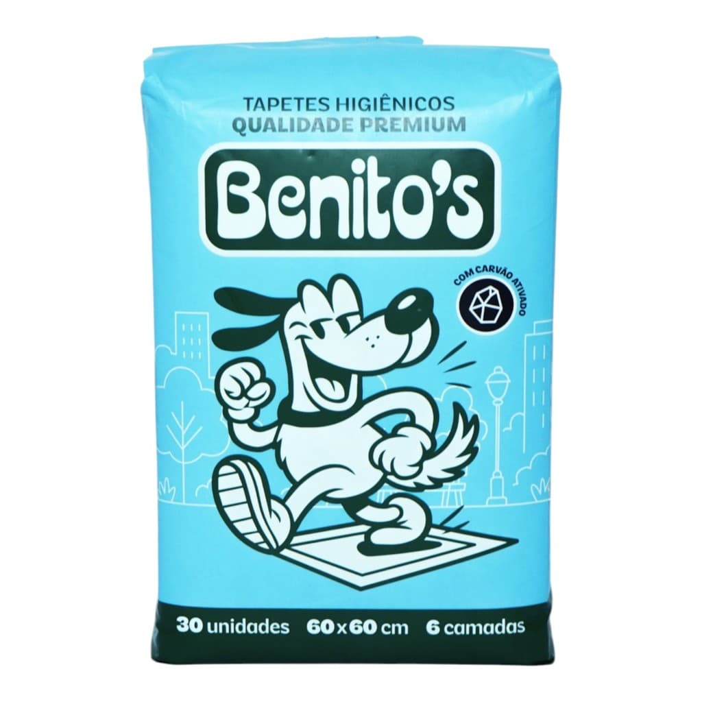 Tapete Higiênico Para Cães Benitos Pads Carvão 60x60 C/30un