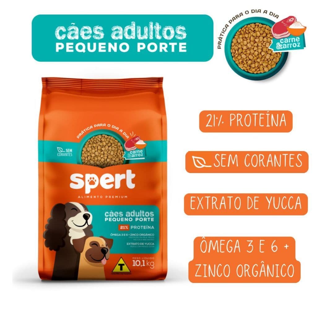 Ração Spert Premium Cães Adultos Pequeno Porte 10,1kg Carne e Arroz
