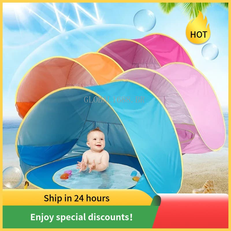 { Pronto Estoque } Tenda De Praia Para Bebê Com Piscina De Respingos
