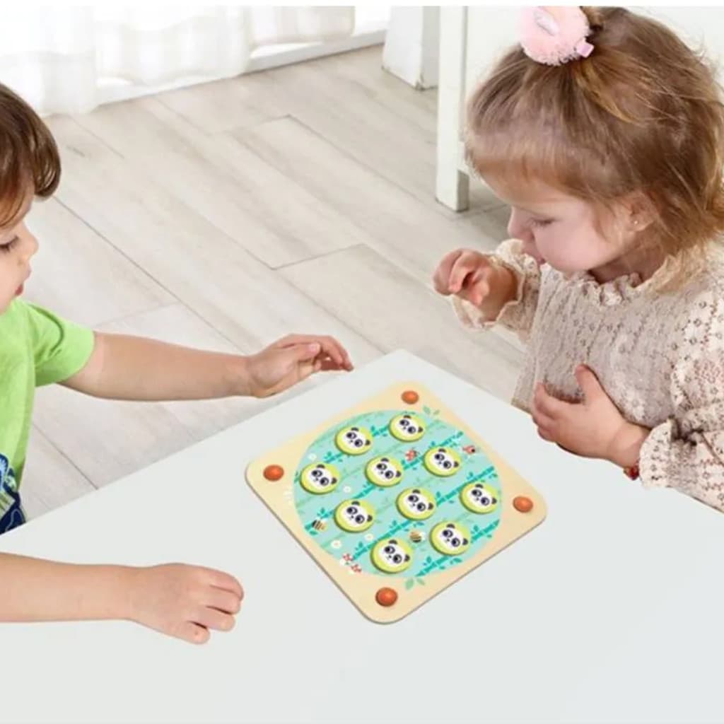 Brinquedo educativo 2 em 1 jogo da memória e velha em madeira para lógica infantil 3 anos+