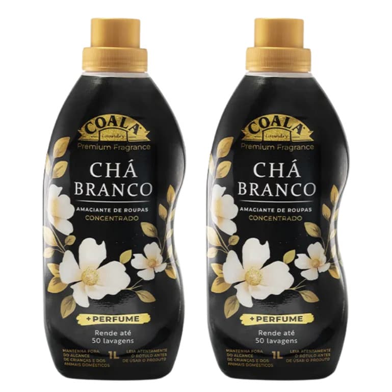Kit 2 Unidades de 1L Amaciante Concentrado Coala Laundry Chá Branco - Lavanderia Perfumada