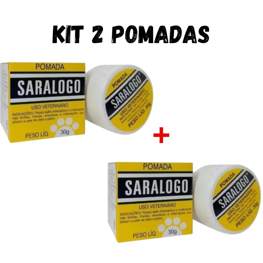 kit 2 pomadas Saralogo 30g,  Antisséptica e Cicatrizante para Cães e Gatos