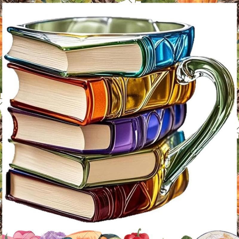 Caneca De Café Com Design De Livro Pintado Em 3D , Copos Engraçados , Canecas Estilo Biblioteca , Decoração De Amantes D