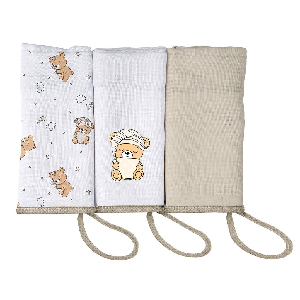 Pano de Boca para Bebê 34 cm x 34 cm 3 unidades Pixuxu