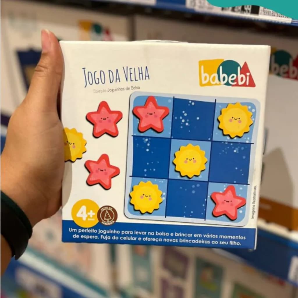 Jogo da Velha portátil educativo em madeira joguinho de bolsa divertido para viagens 2 jogadores
