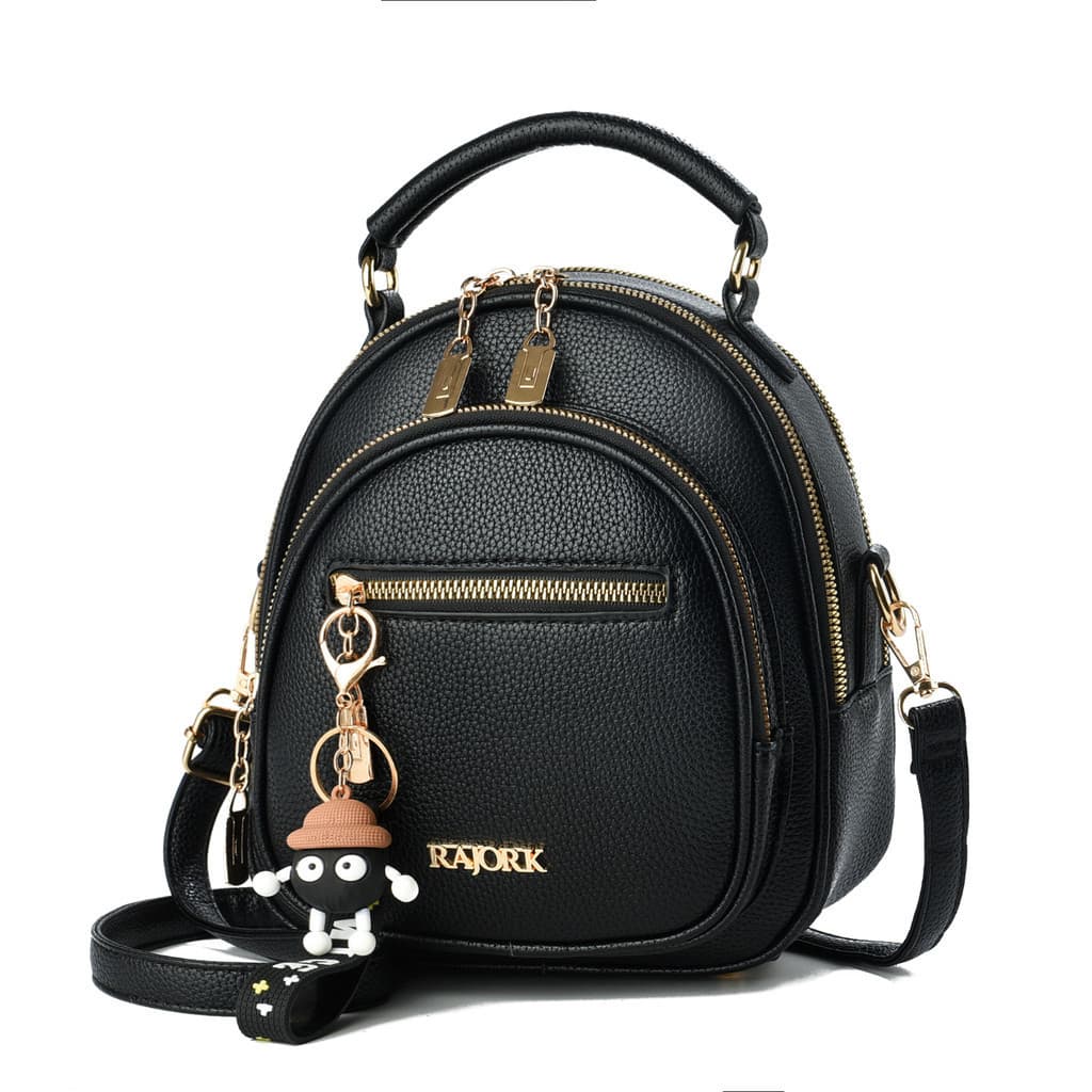 Mochila Feminina De Couro Pu Pequeno Com Chaveiro E Alça Ajustável De Ombro Dobrável Rajork