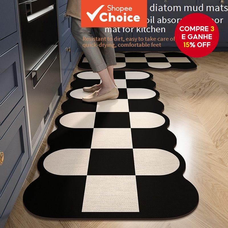 Tapete De Cozinha Grosso Antiderrapante Para E Banheiro