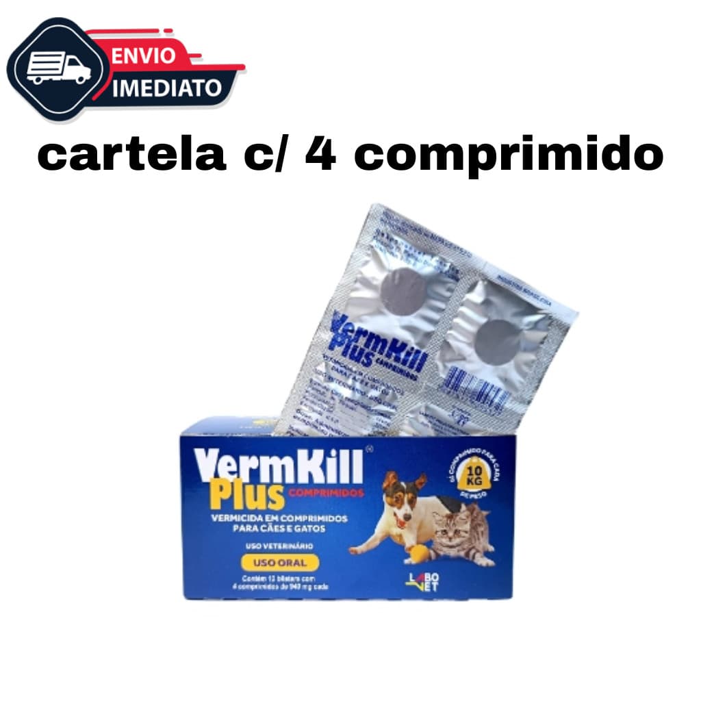 Vermicida Vermkill Plus P/filhotes Cães E Gatos Cor Azul