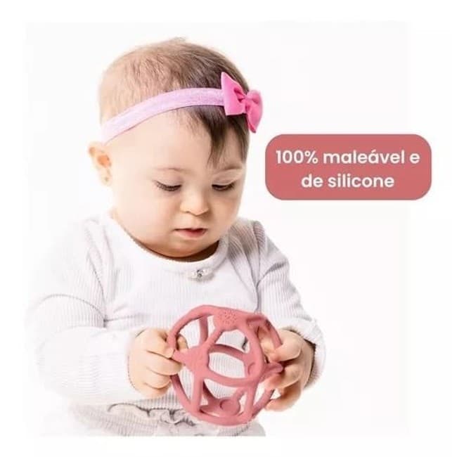 MORDEDOR BOLA EM SILICONE ROSA