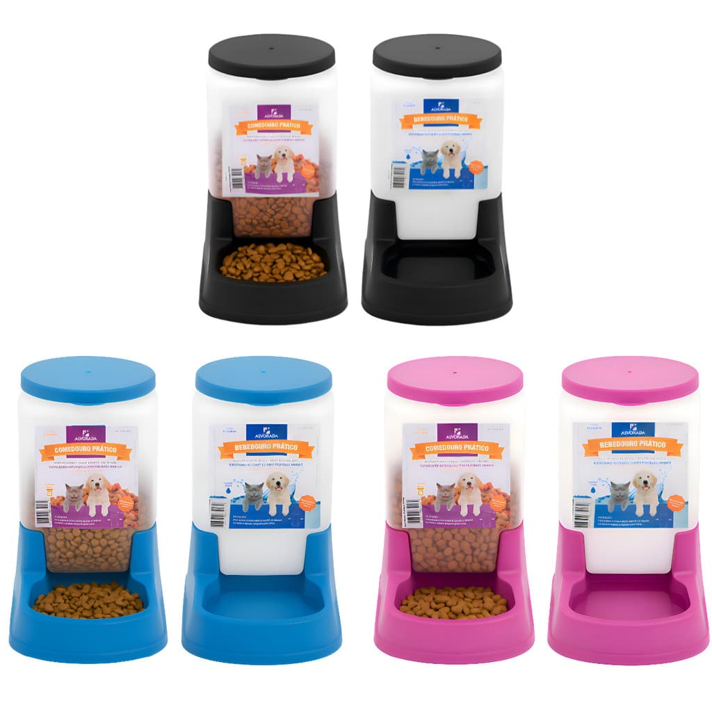 Kit Comedouro 3kg Bebedouro 3L Automático Cães Gatos | Dispenser Ração Água Anti-Formiga