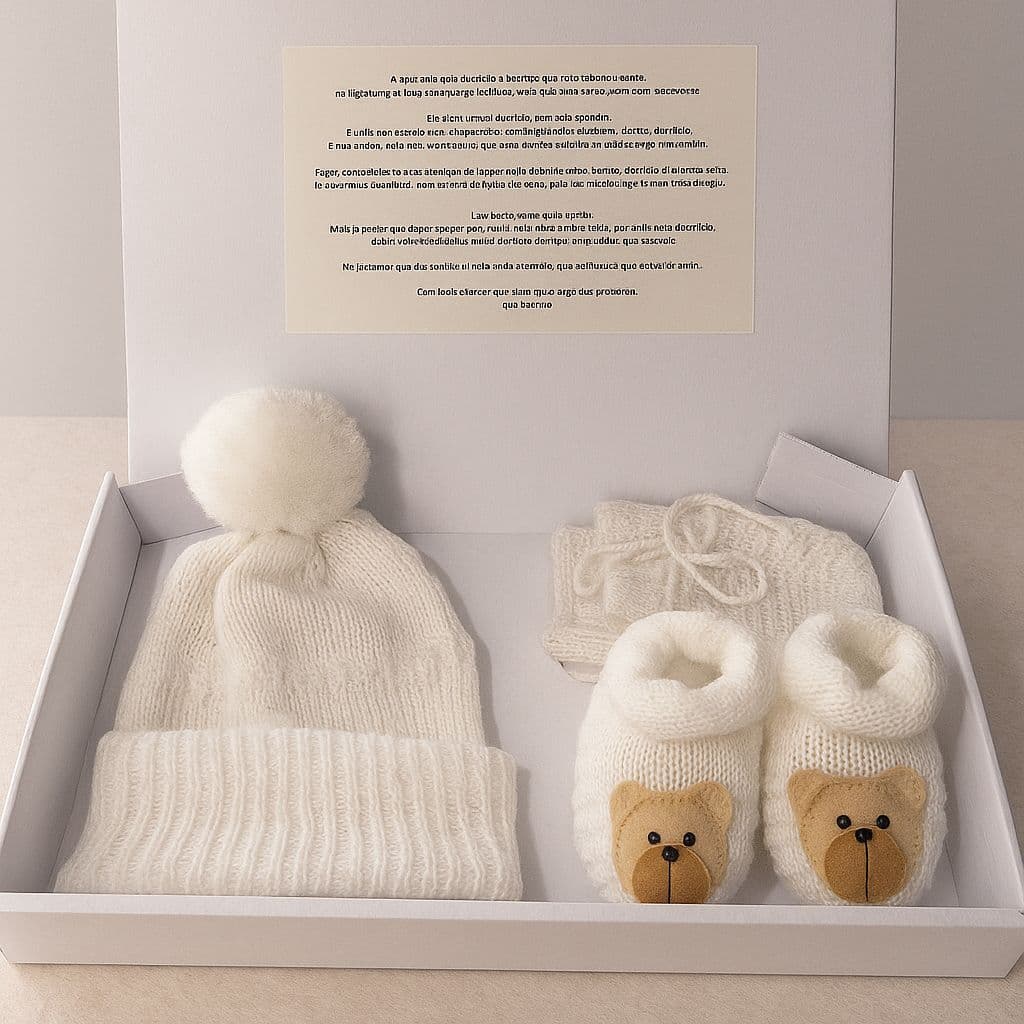 Kit Bebê Recém Nascido Tricô Touca Luva  Sapatinho Inverno Revelação Maternidade Enxoval Mesversário