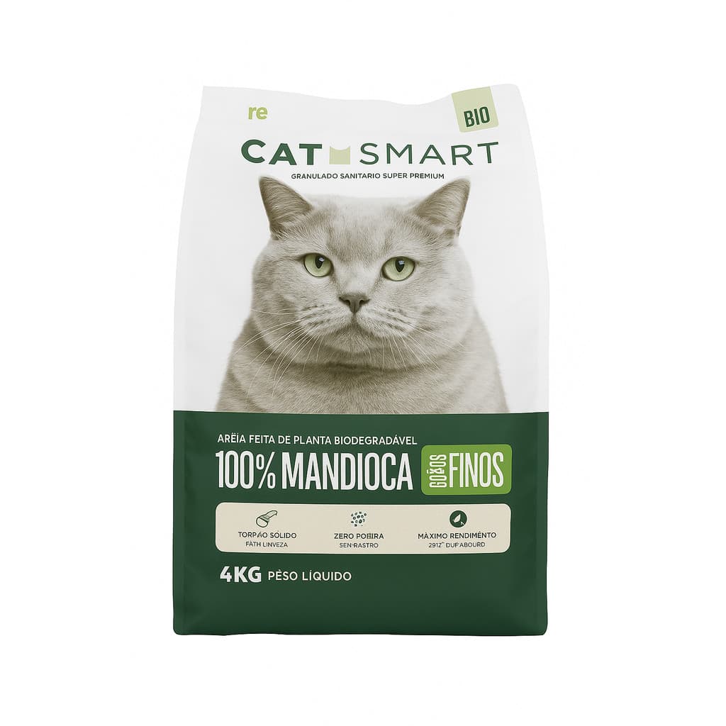Areia Sanitária Higiênica Para Gatos Anti Odor Biodegradável  Cat Smart Bio Grãos Finos 4kg