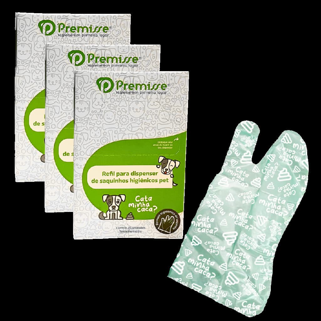 3 Refil Saquinhos Coletor Pet Higiênico Sacolinha Plástica para Recolher Fezes Lixo Cachorro Gato Cães Passeio Viagem