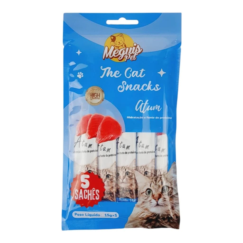 Sachê Cremoso Para Gatos Meguis Pet Sabor Atum C/5un De 15g