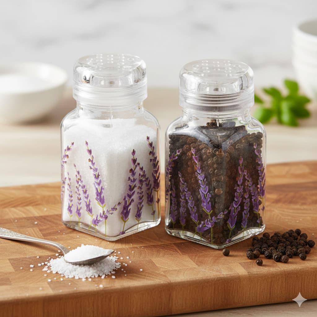 Conjunto 2 Porta Temperos Provence Lavanda 70ml Vidro Saleiro Pimenteiro Lyor