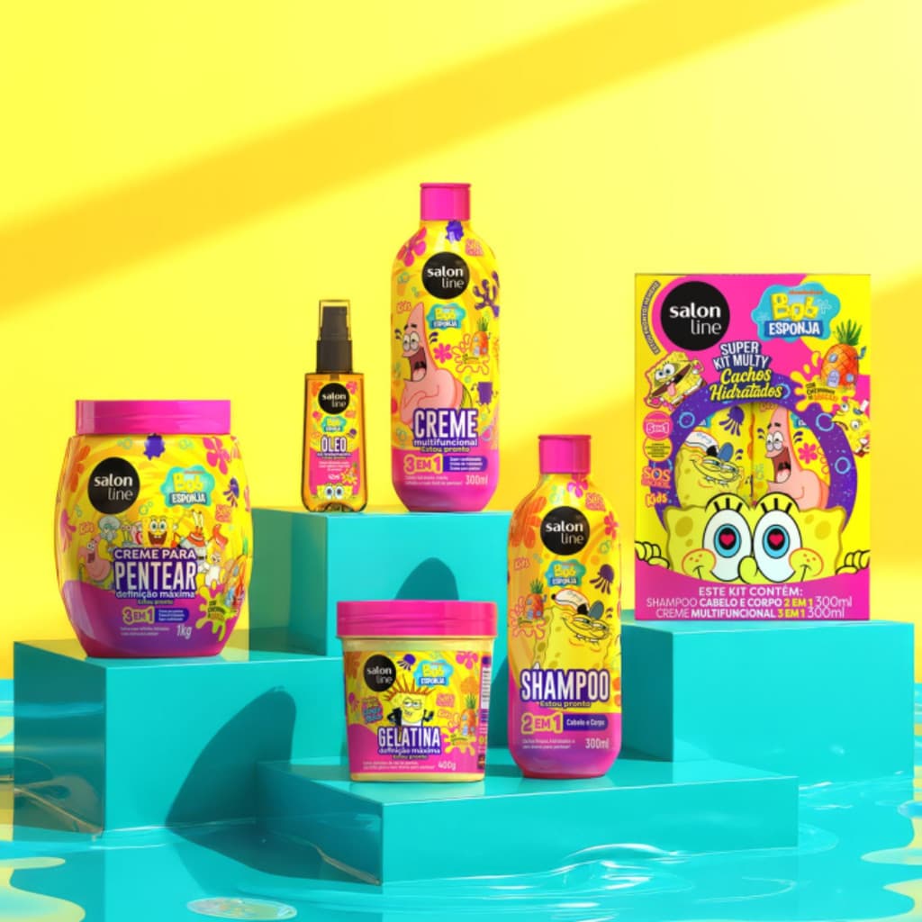 Linha Bob Esponja s.o.s cachos  Hidratados e Definição Maxima Salon Line Kids - Escolha o Seu