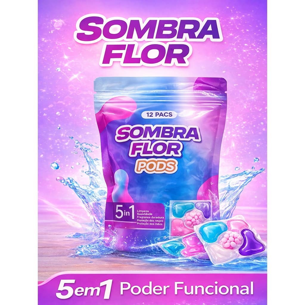 Detergente Lava Roupas em Cápsulas 5 em 1 – Sabão para Lavar Roupas – 12 Unid – Perfume Floral – 100g