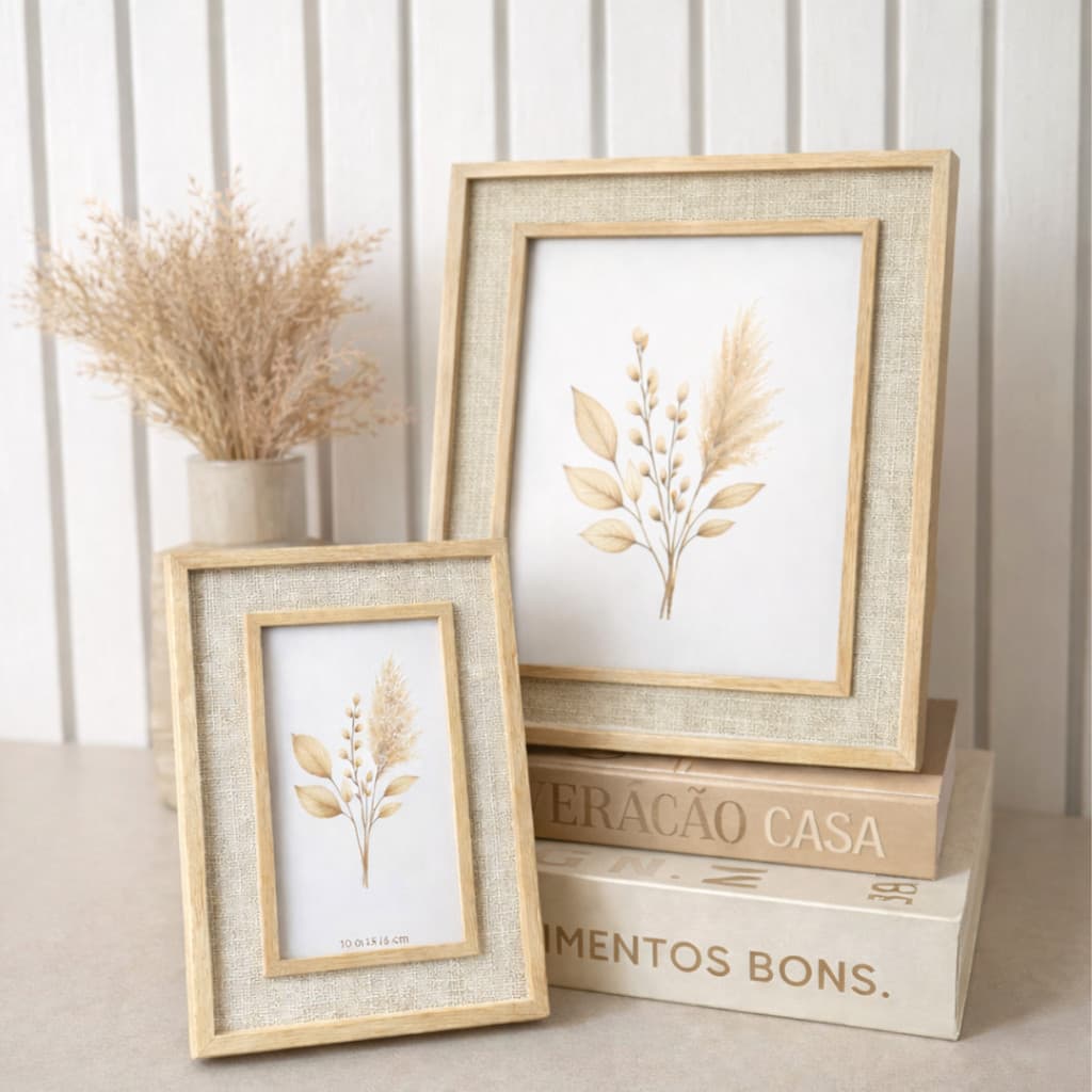 Kit 2 Porta Retratos Moderno Claro Grande + Pequeno Detalhado Decoração Para Casa