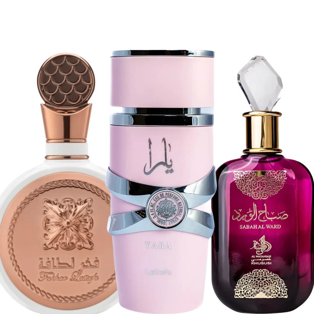 Kit 3 Perfumes Feminios Árabes 100ml Embalagem de Vidro Lacrado