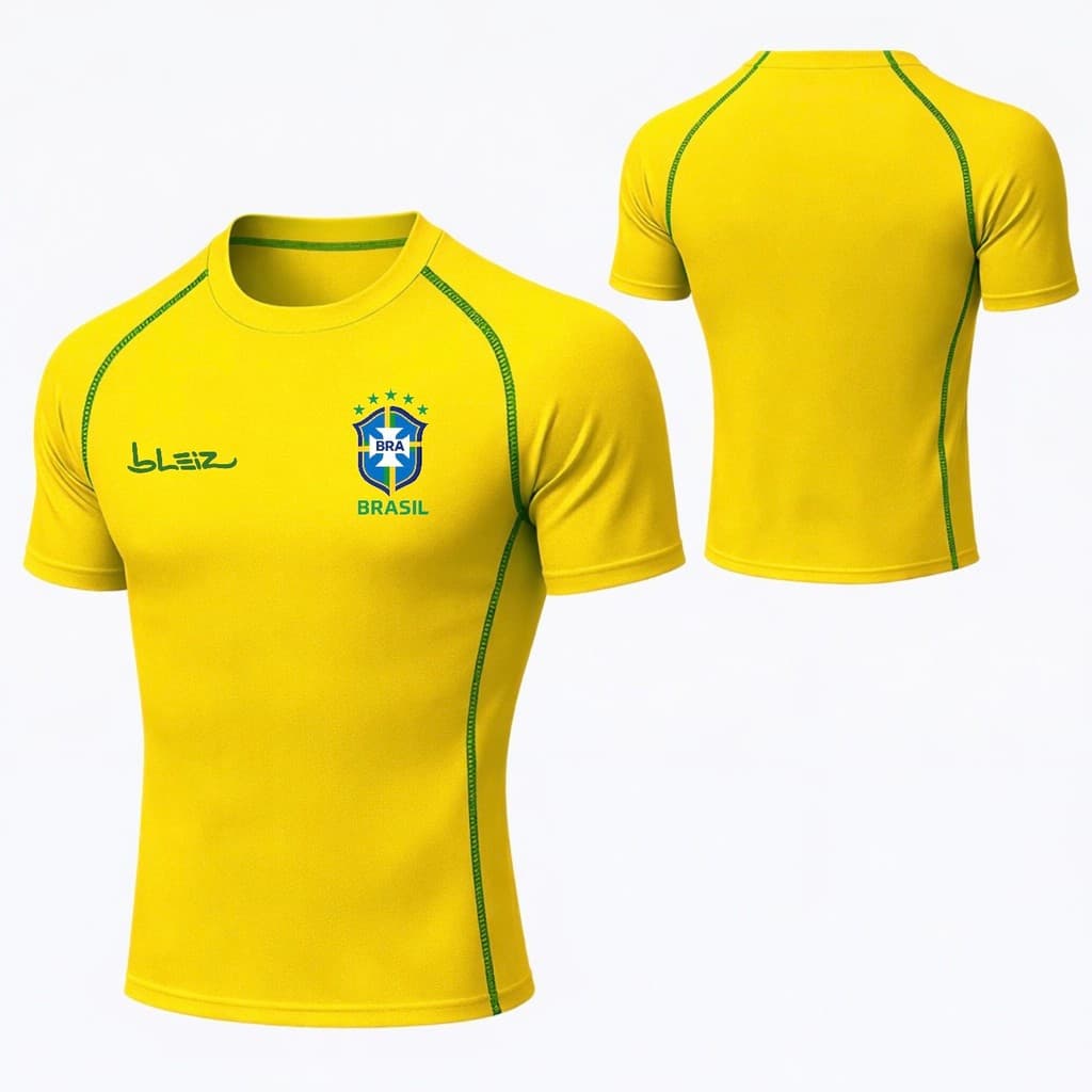 Camiseta Brasil de Compressão Masculina BLEIZ Blusa Academia Treino