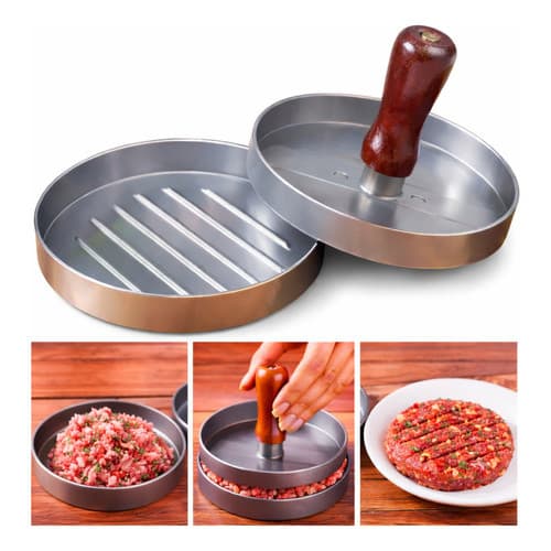 Molde Para Hambúrguer Caseiro Forma De Alumínio Multiuso Prateado