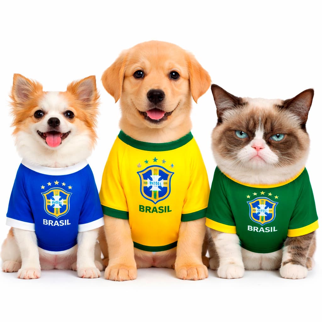 ROUPA PET Brasil COPA Roupinha Cachorro Gato Seleção Hexa 2026 Animal - ENVIO IMEDIATO