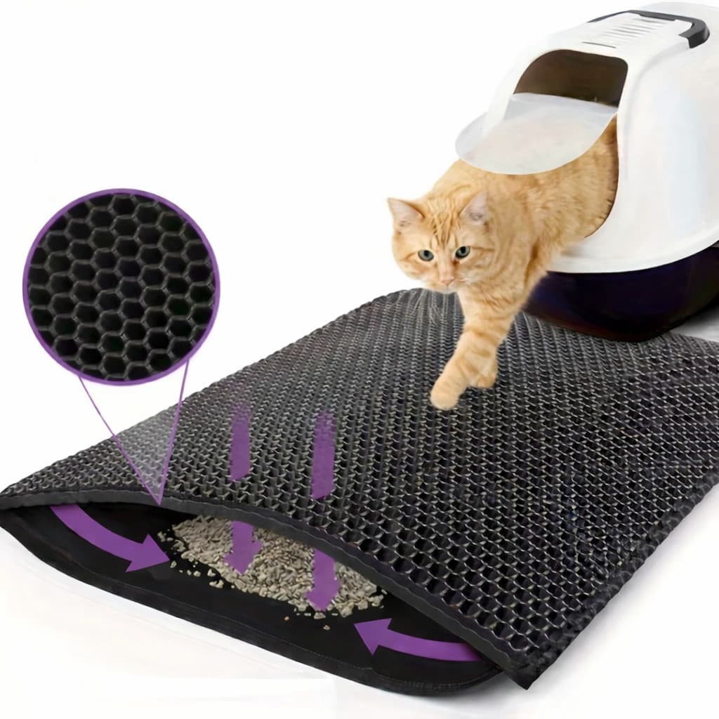 Tapete Higiênico EVA para Gatos Coletor de Areia Dupla Camada | Lavável, Antiderrapante